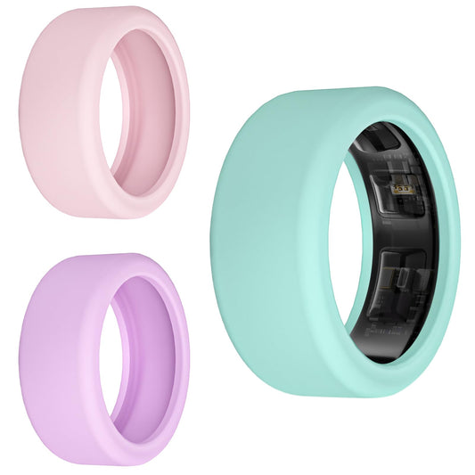 Compatible with Oura Ring Gen 4/3 Cover Samsung Galaxy Ring Protector - Elastic Silicone Ring Covers for Working Out (S Black+White+Clear)